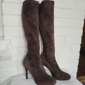 Stuart Weitzman Brown Stretch Suede Heeled Boots Size 7 M